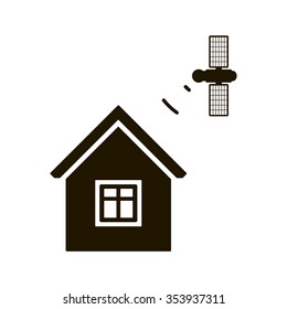 Satellite, icon,  isolated. Flat  design.