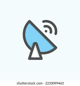  satellite icon, isolated internet of things colored outline icon in light blue background, perfect for website, blog, logo, graphic design, social media, UI, mobile app