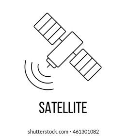 Satellite icon or logo line art style. Vector Illustration.