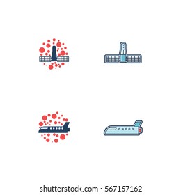 Satellite Icon Logo Vector Set Element