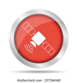 satellite icon with long shadow. Vector icon