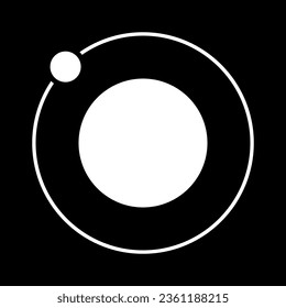 Satellite icon. Moon or satellite on its orbit around planet or star. Vector Illustration