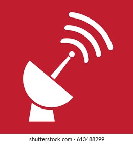 Satellite icon on red background