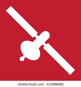 Satellite icon on red background