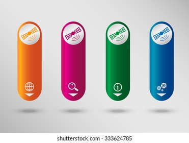 Satellite icon on vertical infographic design template, can be used for workflow layout, web design
