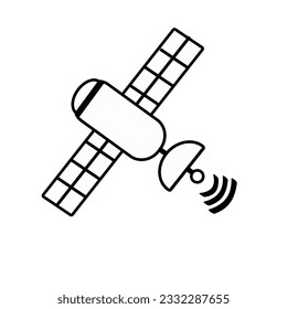 Satellite icon on white background. Broadcast, radar illustration symbol sign, logo template, vector.