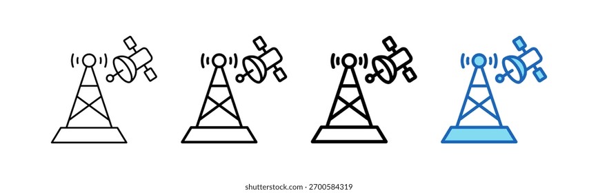Ilustração de vetor de estilo de contorno de ícone de satélite