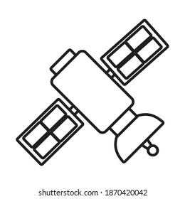 satellite icon over white background, line style, vector illustration