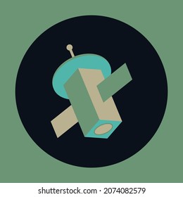 Satellite Icon in Retro and Vintage Color Style.
