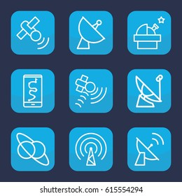 Satellite icon. set of 9 outline satellite icons such as signal, observatory