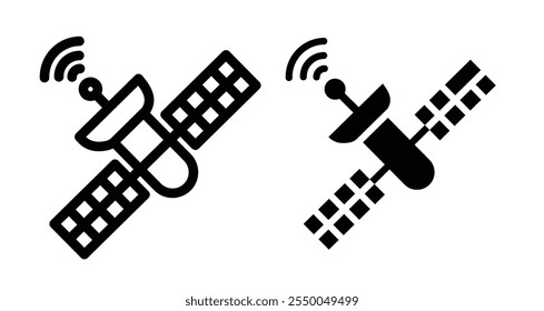 Satellite Icon set in black filled and line.