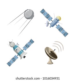 Satellite icon set. Cartoon set of satellite vector icons for web design isolated on white background