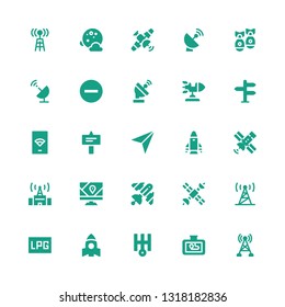 satellite icon set. Collection of 25 filled satellite icons included Antenna, Gps, Uranus, Rocket, Signaling, Signal, Satellite, Navigator, Wifi, dish, Missile, Full moon