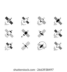 Satellite icon set. Collection simple elements of satellite vector icons for ui and ux, website or mobile application on white background
