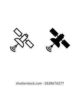 satellite icon set color editable on white background