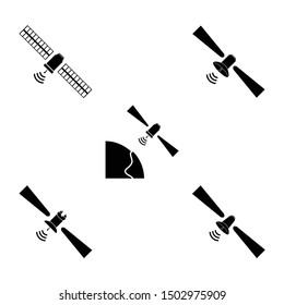 Satellite Icon Set Communication technology A variety of forms Isolated vector illustration