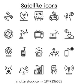 Satellite icon set in thin line style