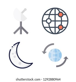 satellite icon set. vector set about satellite dish, worldwide and moon icons set.