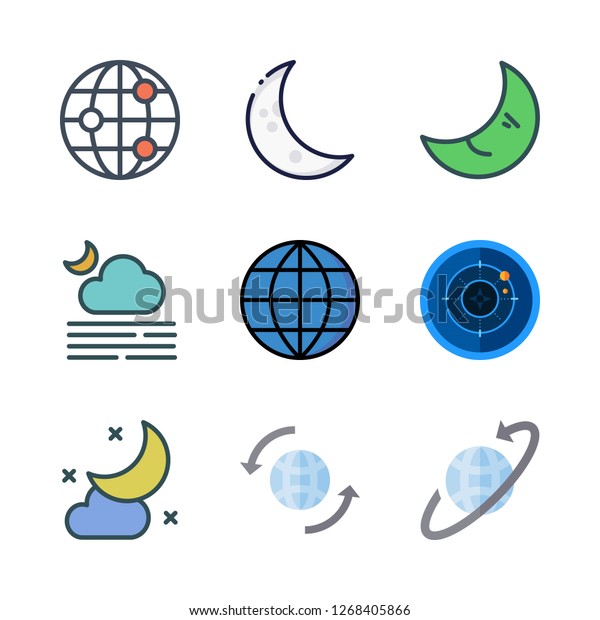 satellite icon set. vector set about radar,\
worldwide and moon icons\
set.