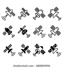 Símbolo del conjunto de iconos satelitales y símbolo vectorial