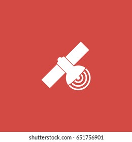 satellite icon. sign design. red background