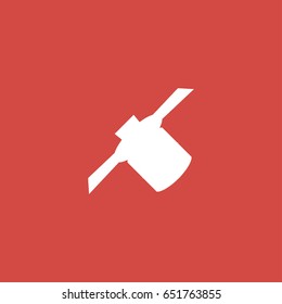 satellite icon. sign design. red background