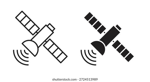 Icono de satélite en elemento de logotipo abstracto de Diseño gráfico moderno de tendencia plana simple