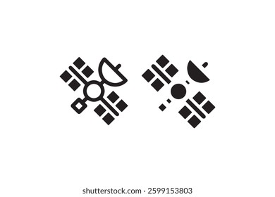Satellite icon with solar panels and antenna Vector