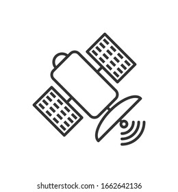 Satellite icon space communication station black isolated vector illustration