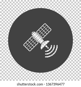 Satellite icon. Subtract stencil design on tranparency grid. Vector illustration.