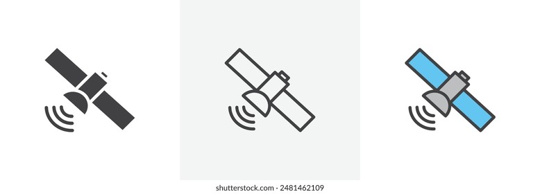 Satellite icon symbol collection on white background.