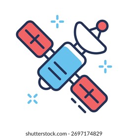 Ícone satélite simbolizando a comunicação de inteligência artificial e transmissão de dados.