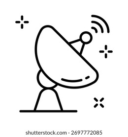 Ícone satélite simbolizando a comunicação de inteligência artificial e transmissão de dados.