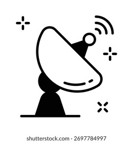 Ícone satélite simbolizando a comunicação de inteligência artificial e transmissão de dados.