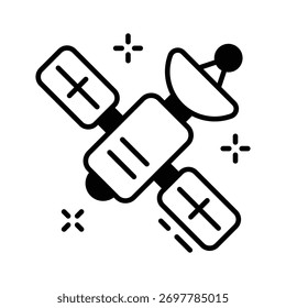 Ícone satélite simbolizando a comunicação de inteligência artificial e transmissão de dados.