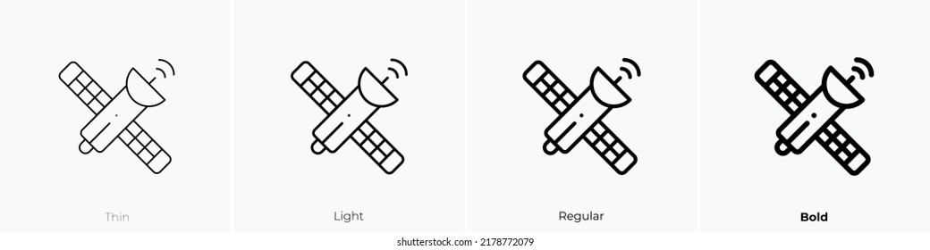 Satellitensymbol. Thin, hellrosa und feines Design einzeln auf weißem Hintergrund