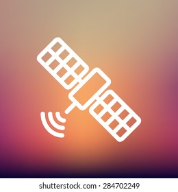 Satellite icon thin line for web and mobile, modern minimalistic flat design. Vector white icon on gradient mesh background.