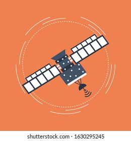 Satellite icon in trendy flat style isolated on orange background
