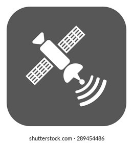 The satellite icon. TV and broadcasting, communication symbol. Flat Vector illustration. Button
