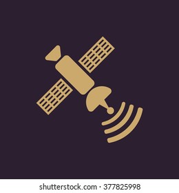 The satellite icon. TV and broadcasting, communication symbol. Flat Vector illustration