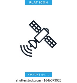 Plantilla de diseño de vectores de iconos de satélite. Trazo editable