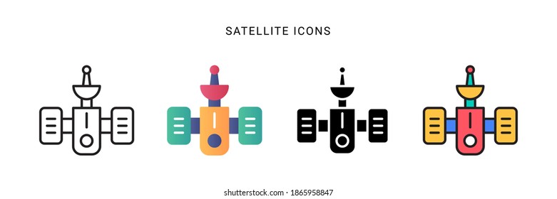 satellite icon vector with different style design. isolated on white background