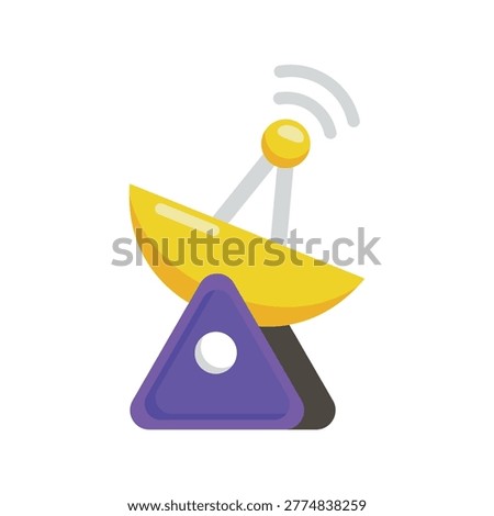 Satellite icon vector, satellite dish antenna wireless signal cartoon icon, satellite dish antenna for telecommunication vector illustration