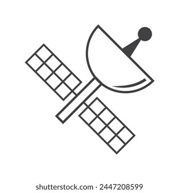 satellite icon vector flat line illustration