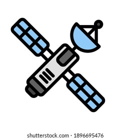 Satelliten-Symbol in vollem Line-Stil über Internet-Dinge für jedes Projekt, Verwendung für Website-Mobil-App-Präsentation