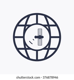 Satellite icon, vector illustration. Flat design 