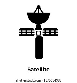 Satellite icon vector isolated on white background, logo concept of Satellite sign on transparent background, filled black symbol