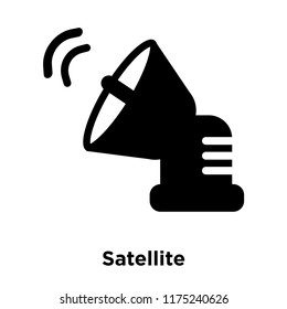 Satellite icon vector isolated on white background, logo concept of Satellite sign on transparent background, filled black symbol