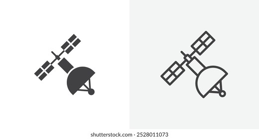 Conjunto de iconos de Vector de satélite en color blanco y negro.
