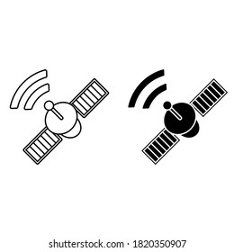 Conjunto de vectores de iconos de satélite. colección de signos de ilustración de difusión. símbolo de radar.